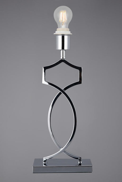 Deco D0345 Courtyard Rectangular Base Table Lamp Without Shade, Inline Switch, 1 Light E27 Polished Chrome