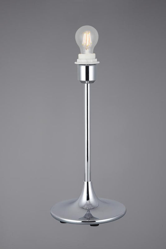 Deco D0348 Crowne Round Curved Base Table Lamp Without Shade, Inline Switch, 1 Light E27 Polished Chrome