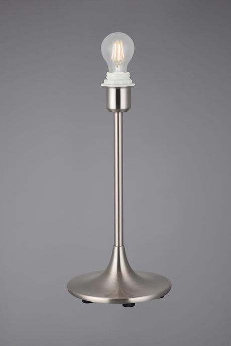 Deco D0350 Crowne Round Curved Base Table Lamp Without Shade, Inline Switch, 1 Light E27 Satin Nickel