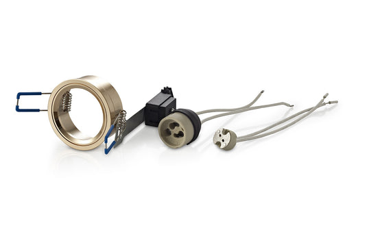 Diyas IL30800FG Downlight Component Kit Lampholders And Retaining Ring French Gold For Various Crystal Rims, Cut Out: 62mm - 38147