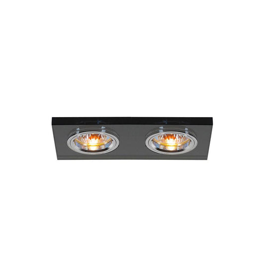 Diyas IL30807BL Crystal Dual Head Downlight Rectangle Rim Only Black, 2 x IL30800 REQUIRED TO COMPLETE THE ITEM, Cut Out: 144x62mm - 38152