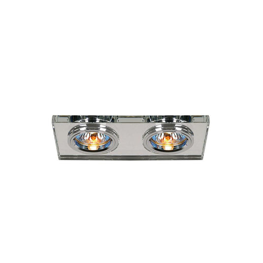 Diyas IL30807CH Crystal Dual Head Downlight Rectangle Rim Only Clear, 2 x IL30800 REQUIRED TO COMPLETE THE ITEM, Cut Out: 144x62mm - 38153