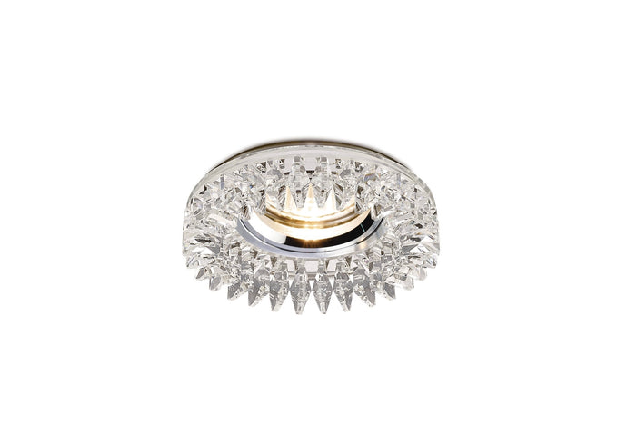 Diyas IL30833CH Crystal Downlight Round With Square Crystals Perimeter Rim Only Clear, IL30800 REQUIRED TO COMPLETE THE ITEM, Cut Out: 62mm - 38184