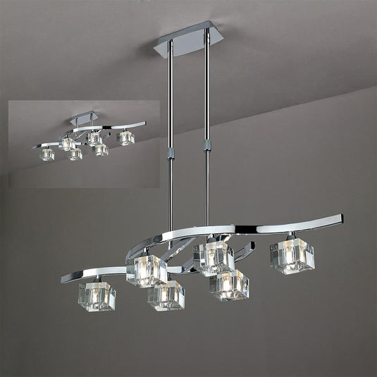 Mantra M2357 Cuadrax Telescopic Semi Flush Convertible 6 Light G9, Polished Chrome