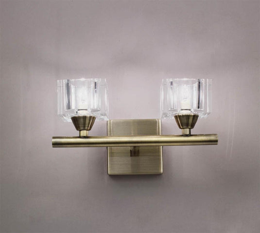 Mantra M2364AB/S Cuadrax Wall Switched 2 Light G9, Antique Brass