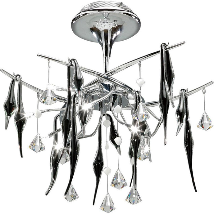 Diyas IL50410 Cygnet Ceiling 10 Light Polished Chrome/Black Glass/Crystal - 38540