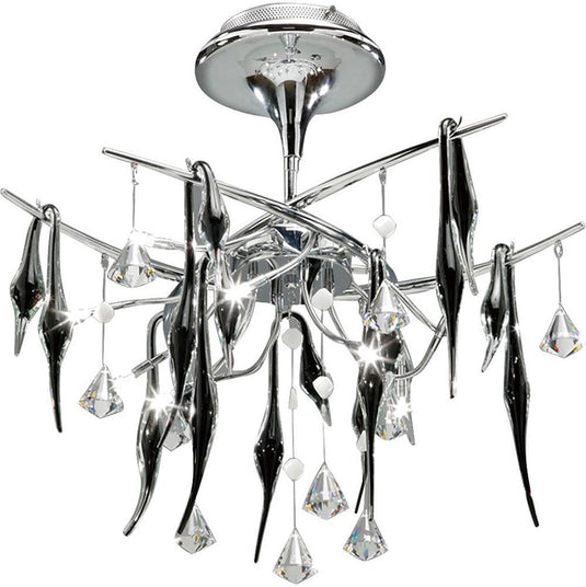 Diyas IL50410 Cygnet Ceiling 10 Light Polished Chrome/Black Glass/Crystal - 38540