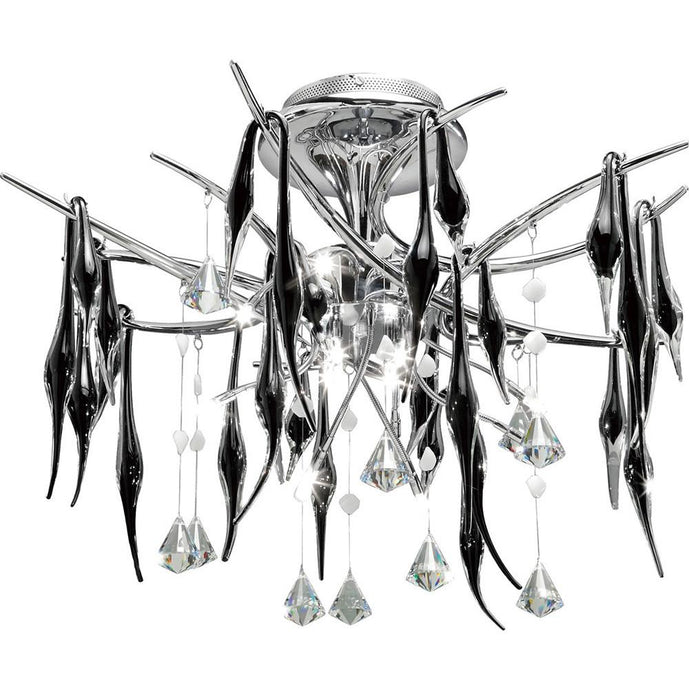 Diyas IL50412 Cygnet Pendant 12 Light Polished Chrome/Black Glass/Crystal - 38541