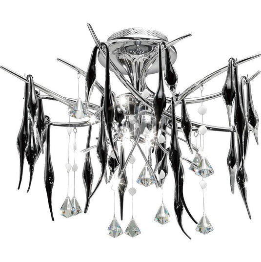 Diyas IL50412 Cygnet Pendant 12 Light Polished Chrome/Black Glass/Crystal - 38541