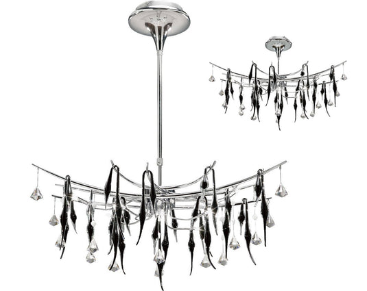 Diyas IL50416 Cygnet Pendant Oval 11 Light Polished Chrome/Black Glass/Crystal - 38542