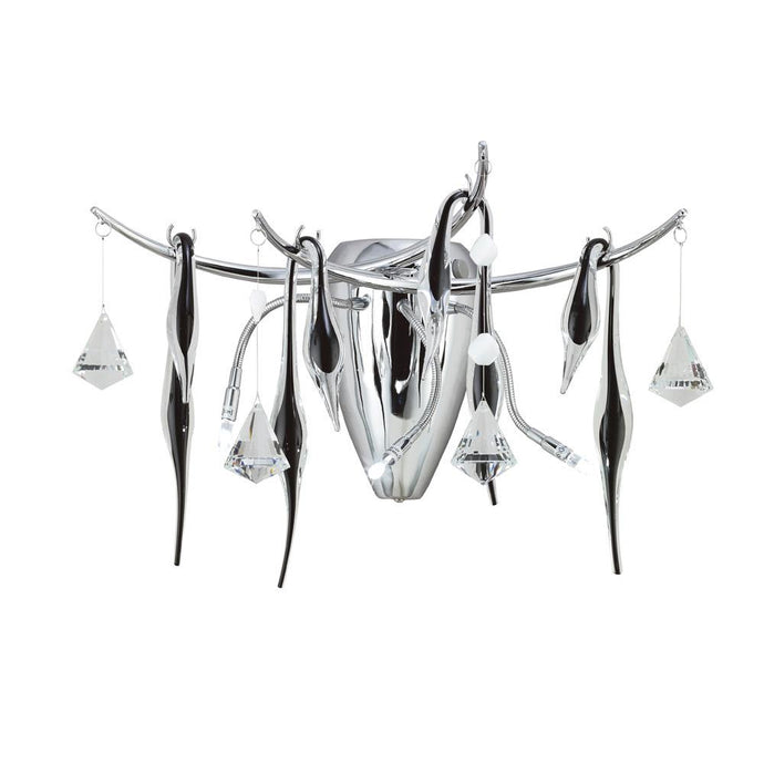 Diyas IL50420 Cygnet Wall Lamp 3 Light Polished Chrome/Black Glass/Crystal - 38543