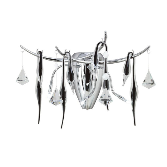 Diyas IL50420 Cygnet Wall Lamp 3 Light Polished Chrome/Black Glass/Crystal - 38543