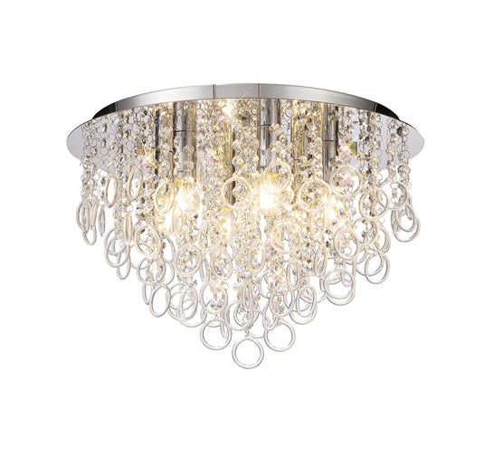 C-Lighting Cygnus Ceiling, 6 Light E14, Polished Chrome/Crystal - 29366