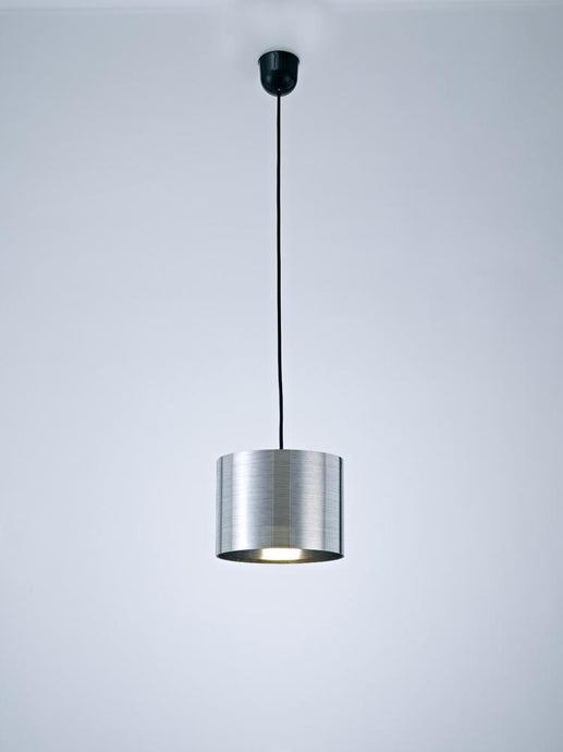 Deco D0250 Dako Black Pendant 1 Light E27 With 200 x 150mm Metallic Chrome Finish Cylinder Shade, c/w Ceiling Bracket