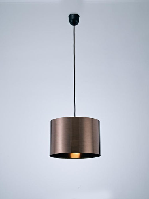 Deco D0255 Dako Black Pendant 1 Light E27 With 300 x 200mm Metallic Bronze Finish Cylinder Shade, c/w Ceiling Bracket