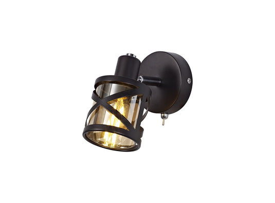 C-Lighting Daniel 1 Light Switched Spotlight E14, Oiled Bronze/Polished Chrome/Amber - 29377