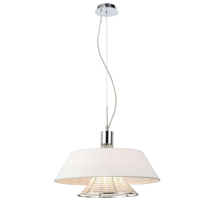 Diyas IL30041/WH Davina Pendant With White Shade 3 Light Polished Chrome/Crystal - 37901