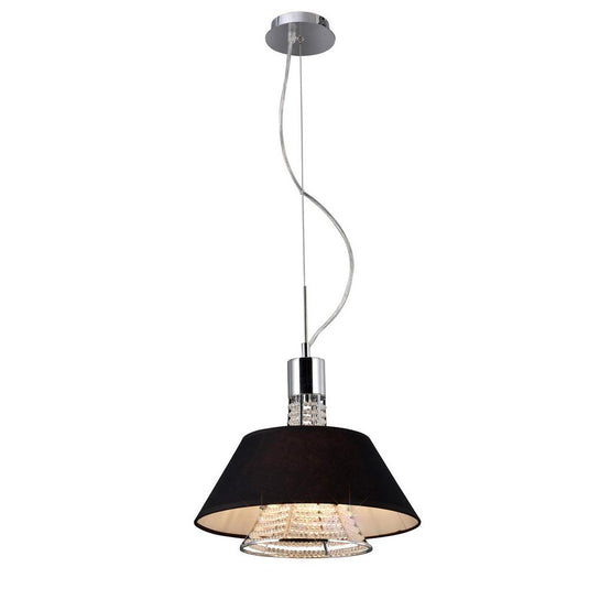 Diyas IL30042/BL Davina Pendant With Black Shade 2 Light Polished Chrome/Crystal - 37902