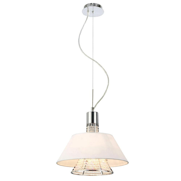 Diyas IL30042/WH Davina Pendant With White Shade 2 Light Polished Chrome/Crystal - 37903