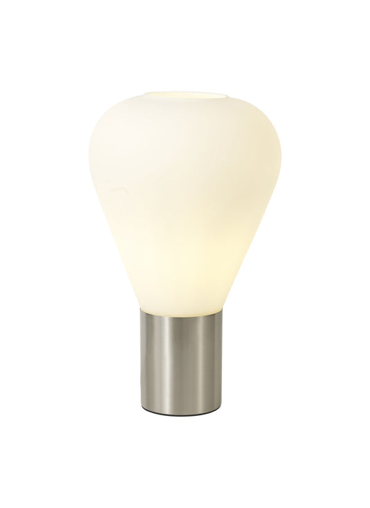 C-Lighting Davington Narrow Table Lamp, 1 x E27, Satin Nickel/Opal Glass - 33333