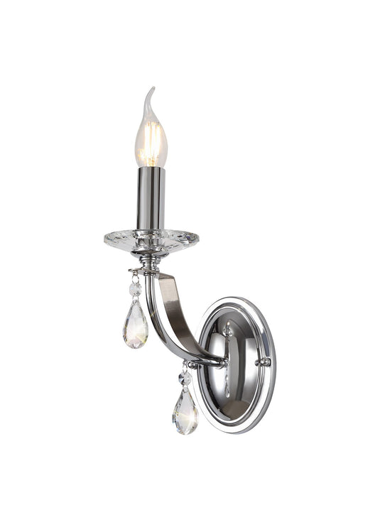 C-Lighting Delight Wall Lamp 1 Light E14, Polished Chrome/Satin Nickel/Clear Crystal - 28991