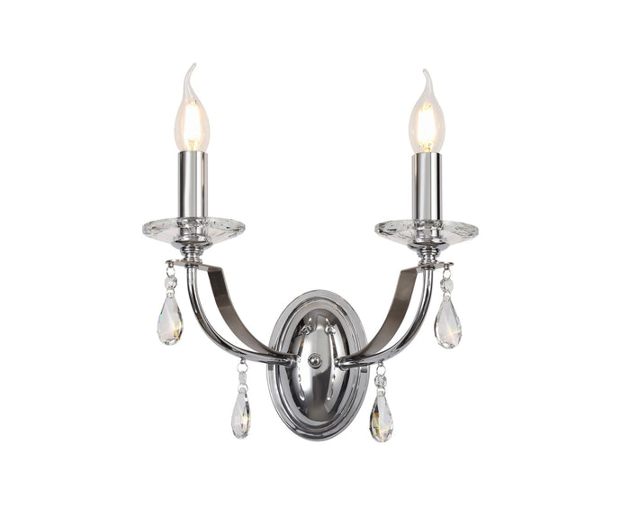 C-Lighting Delight Wall Lamp 2 Light E14, Polished Chrome/Satin Nickel/Clear Crystal - 28992