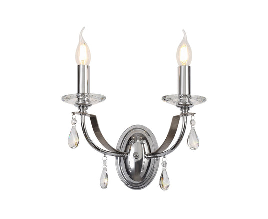 C-Lighting Delight Wall Lamp 2 Light E14, Polished Chrome/Satin Nickel/Clear Crystal - 28992