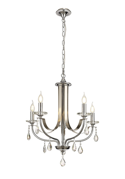 C-Lighting Delight Pendant 5 Light E14, Polished Chrome & Satin Nickel/Clear Crystal - 28994