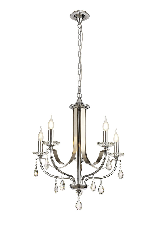 C-Lighting Delight Pendant 5 Light E14, Polished Chrome & Satin Nickel/Clear Crystal - 28994