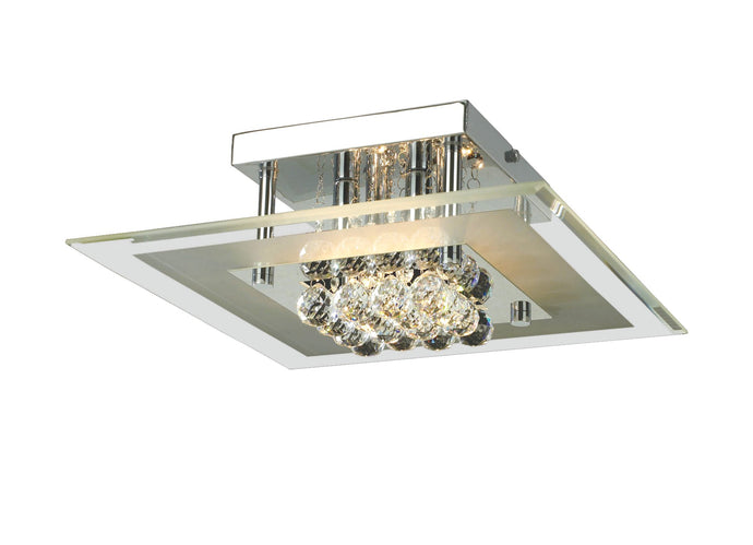 Diyas IL30023 Delmar Ceiling Square 4 Light Polished Chrome/Glass/Crystal - 25382