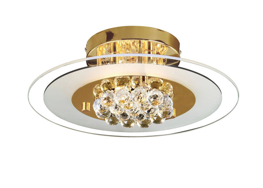Diyas IL32021 Delmar Flush Round 4 Light French Gold/Glass/Crystal - 38498