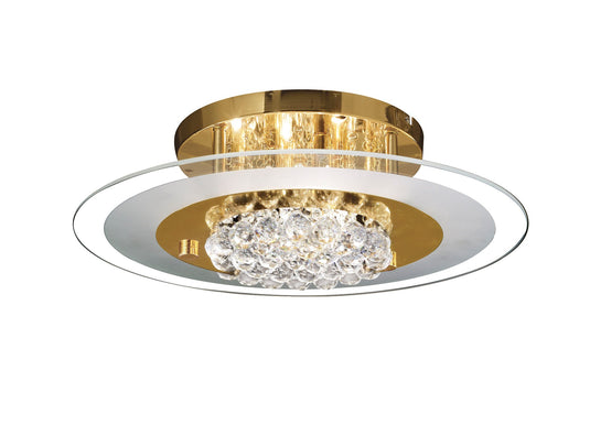 Diyas IL32022 Delmar Flush Round 6 Light French Gold/Glass/Crystal - 38499