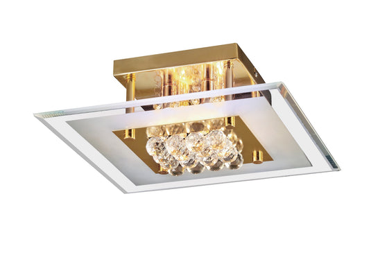 Diyas IL32023 Delmar Flush Square 4 Light French Gold/Glass/Crystal - 38500