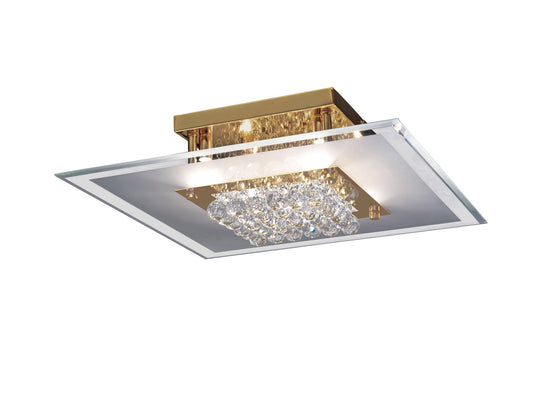 Diyas IL32024 Delmar Flush Square 6 Light French Gold/Glass/Crystal - 38501