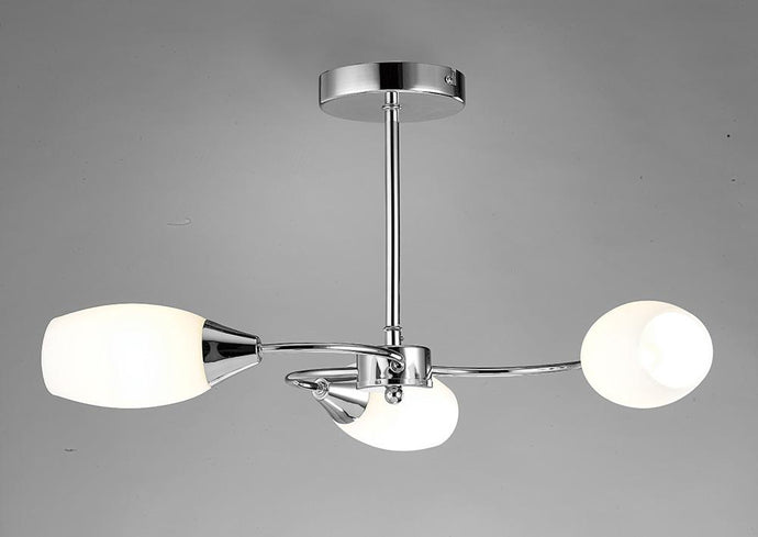 Deco D0028 Denia Semi Ceiling 3 Light E14 Polished Chrome/Opal Glass - D0028