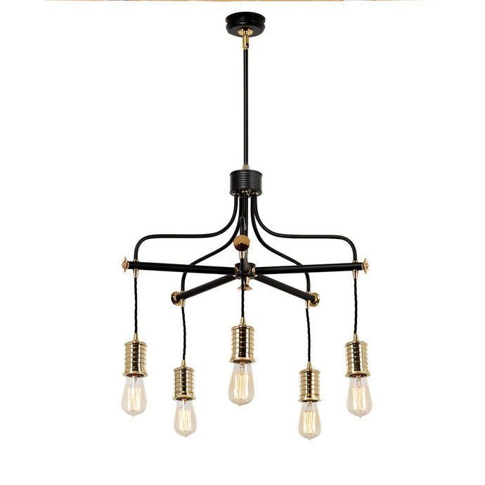 Elstead Lighting  DOUILLE5-BPB Douille 5 Light Chandelier - Black/Polished Brass
