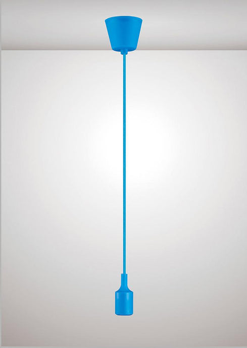 Deco D0165 Dreifa 1.5m Suspension Kit 1 Light Blue,90mm Plastic Base and Silicon Lampholder Cover, E27 Max 60W, c/w Ceiling Bracket