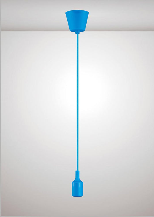 Deco D0165 Dreifa 1.5m Suspension Kit 1 Light Blue,90mm Plastic Base and Silicon Lampholder Cover, E27 Max 60W, c/w Ceiling Bracket