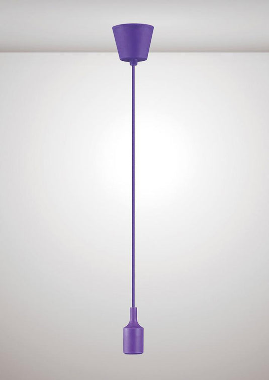 Deco D0167 Dreifa 1.5m Suspension Kit 1 Light Purple,90mm Plastic Base and Silicon Lampholder Cover, E27 Max 60W, c/w Ceiling Bracket