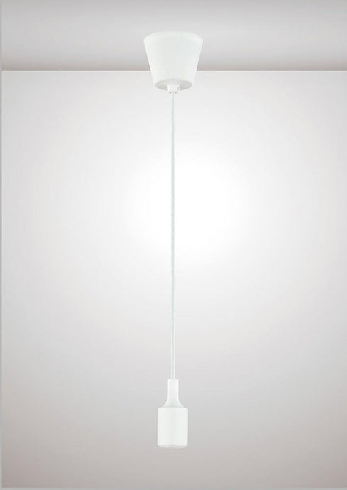 Deco D0168 Dreifa 1.5m Suspension Kit 1 Light White,90mm Plastic Base and Silicon Lampholder Cover, E27 Max 60W, c/w Ceiling Bracket