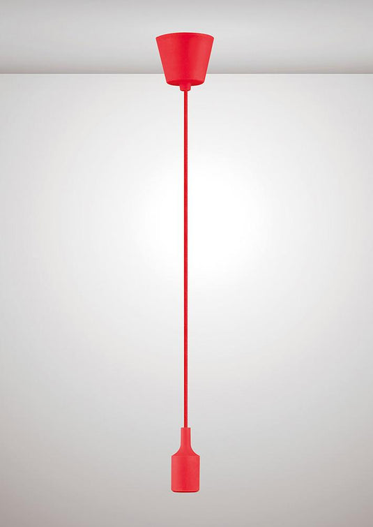 Deco D0170 Dreifa 1.5m Suspension Kit 1 Light Red,90mm Plastic Base and Silicon Lampholder Cover, E27 Max 60W, c/w Ceiling Bracket