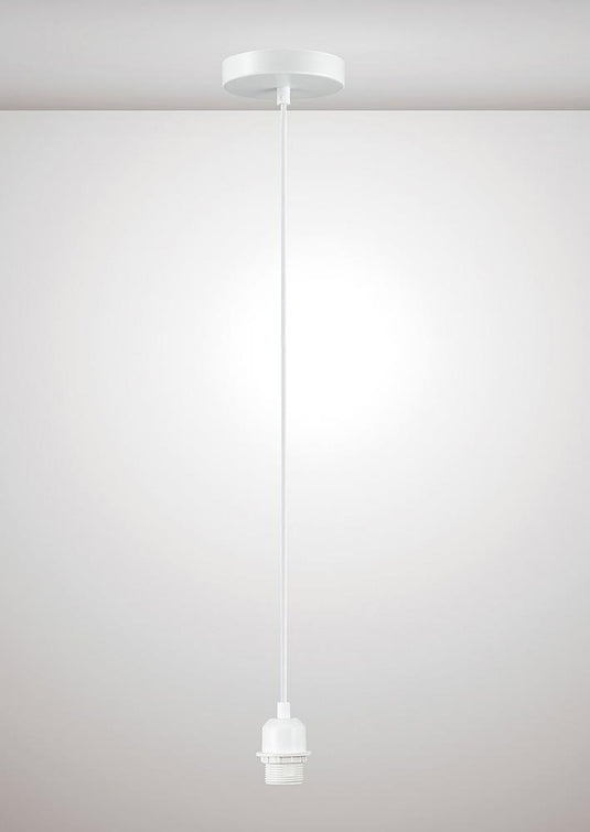 Deco D0181 Dreifa 1.5m Suspension Kit 1 Light White/White Cable, E27 Max 60W, c/w Ceiling Bracket