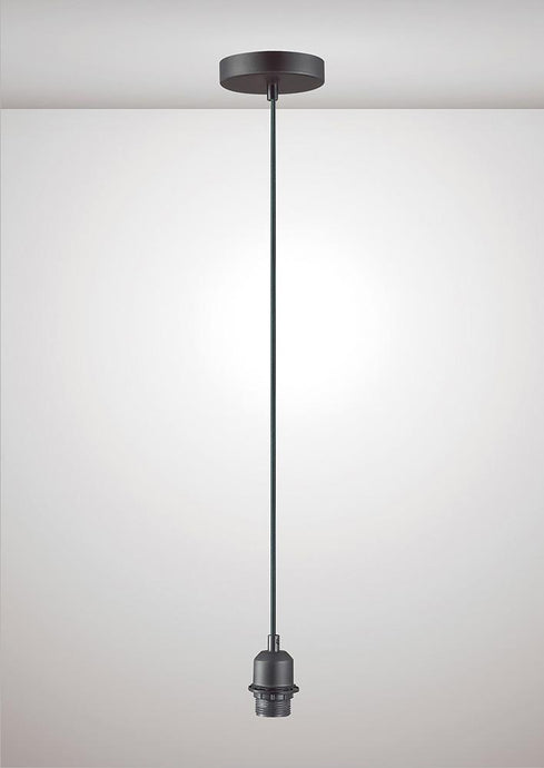 Deco D0193 Dreifa 1.5m Suspension Kit 1 Light Black/Black Cable, E27 Max 60W, c/w Ceiling Bracket