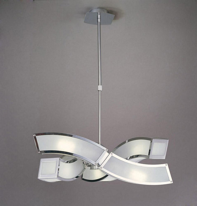 Mantra M0389 Duna E27 Pendant 3 Arm 6 Light E27, Polished Chrome/White Acrylic