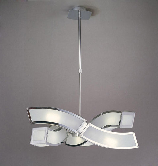 Mantra M0389 Duna E27 Pendant 3 Arm 6 Light E27, Polished Chrome/White Acrylic