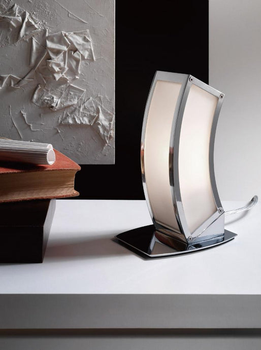Mantra M0395 Duna E27 Table Lamp 1 Light E27, Polished Chrome/White Acrylic