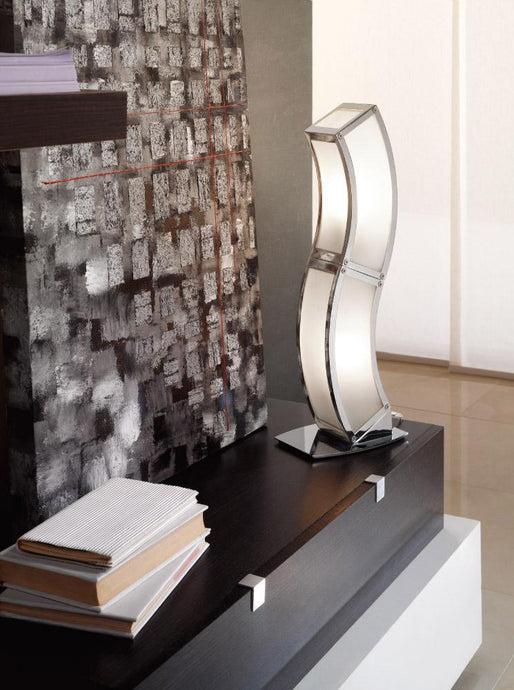 Mantra M0396 Duna E27 Table Lamp 2 Light E27, Polished Chrome/White Acrylic