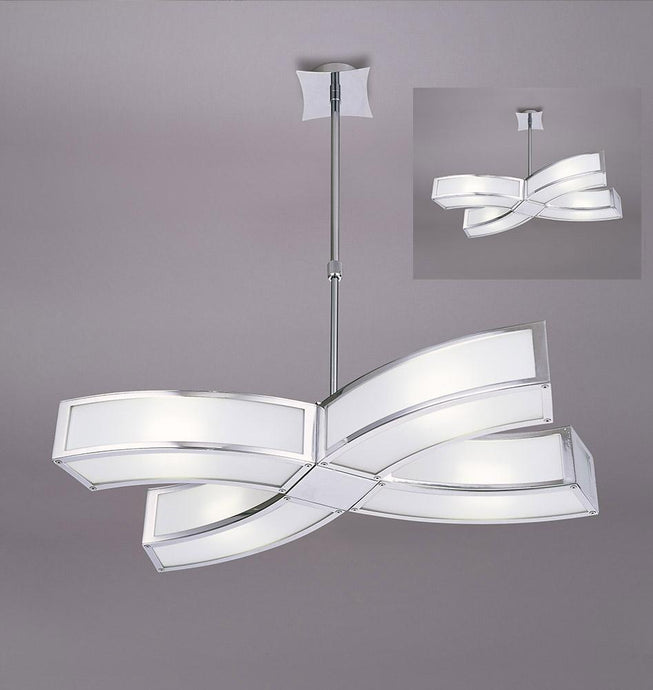 Mantra M0404 Duna E27 Pendant 4 Light E27, Polished Chrome/White Acrylic
