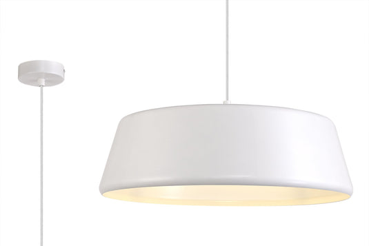 C-Lighting Dunton Single Large Pendant, 1 Light Adjustable E27, Gloss White/Gloss White - 29065