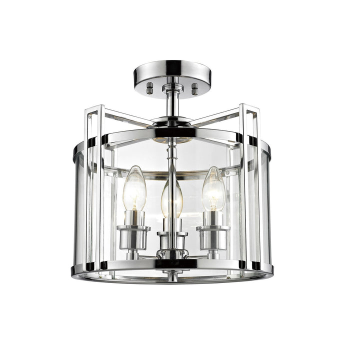 Diyas IL31080 Eaton Semi Ceiling 3 Light Polished Chrome/Glass - 20612